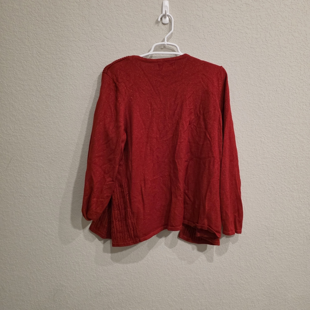 Sag Harbor Red Open-Front Ribbed Knit Cardigan - Picture 3 of 4